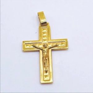 14K Pure Gold Crucifix Cross Pendant